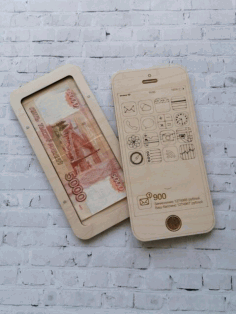 Wooden Wallet Bank Notes Box Iphone Shaped Free Vector File