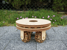 Wooden Wheel Stool For Laser Cut Free Vector File