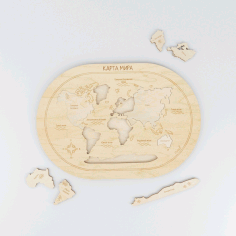 Wooden World Map Puzzle Free Vector File
