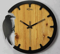 Woodpecker Wall Clock For Laser Cut Free Vector File