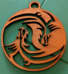 Yin Yang Dragons For Laser Cut Free Vector File