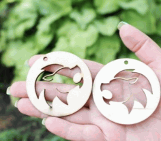 Zodiac Earring Pendant Plywood Laser Cut Free DXF File
