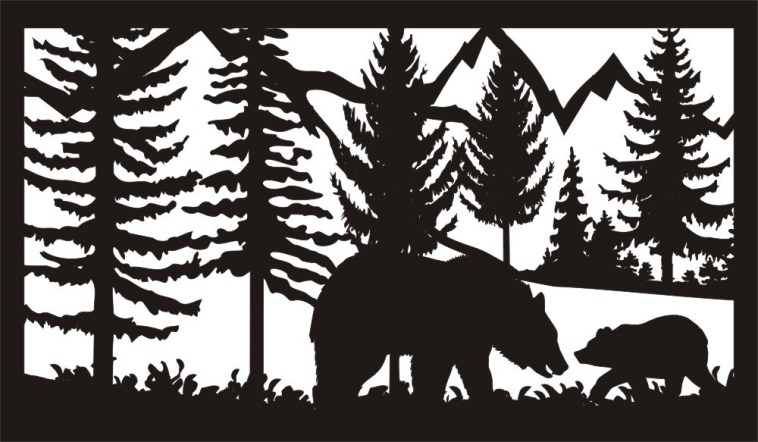28 X 48 Two Bears Plasma Art Free DXF File