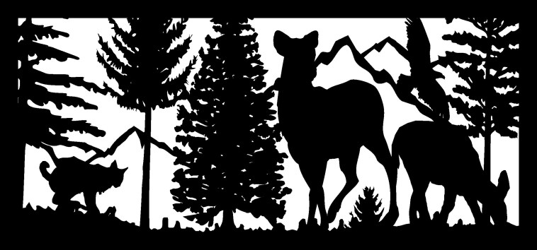 28 X 60 Bobcat Two Doe Eagle Mountains Plasma Art Free DXF File
