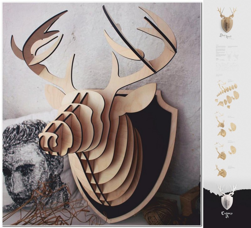 3d Puzzle Amazing Design Deer Head Free DXF File