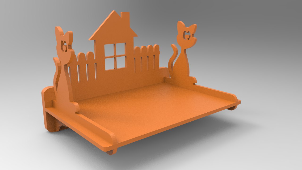 3d Puzzle cat-polka Shelf Laser Cutting Project Free DXF File