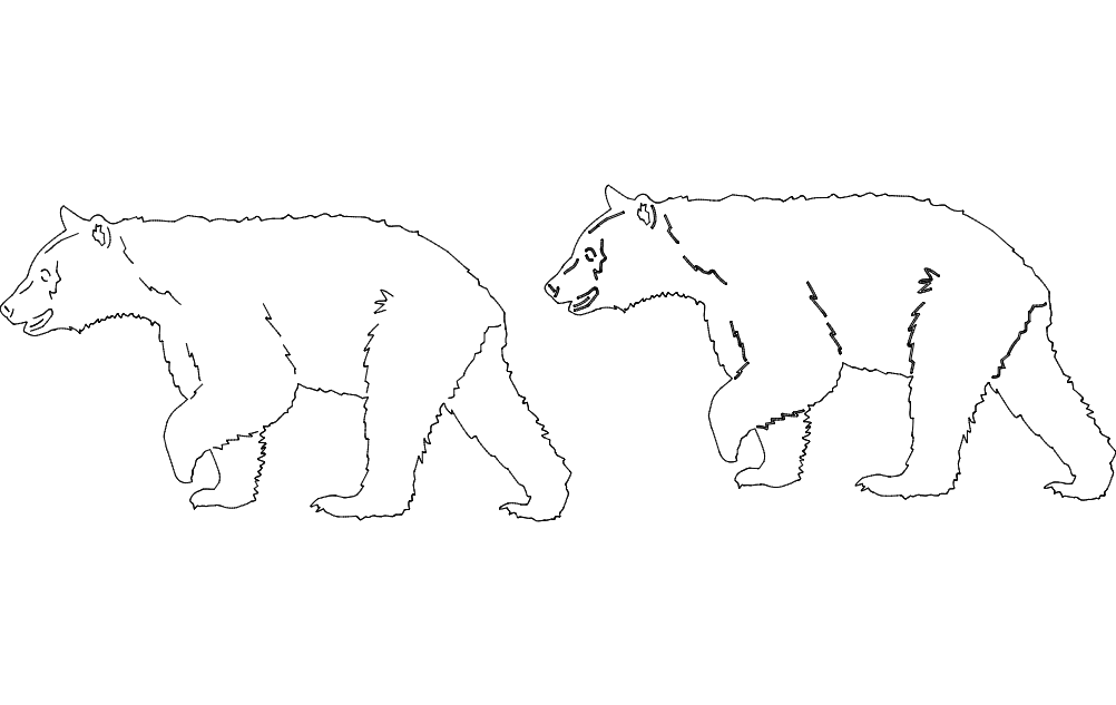 Animal Bear Line Art Free DXF File
