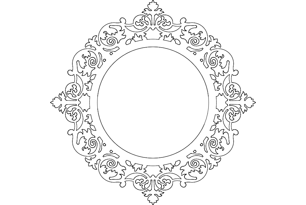 Ayna Mirror Frame Round Free DXF File