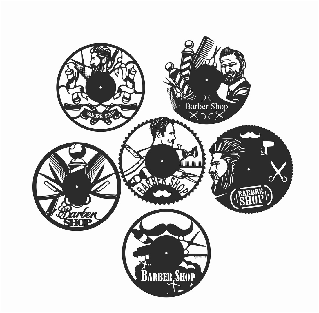 Barber Shop Wall Clocks Free Vector File
