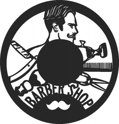 Barbershop Wall Clock Vinyle Free DXF File