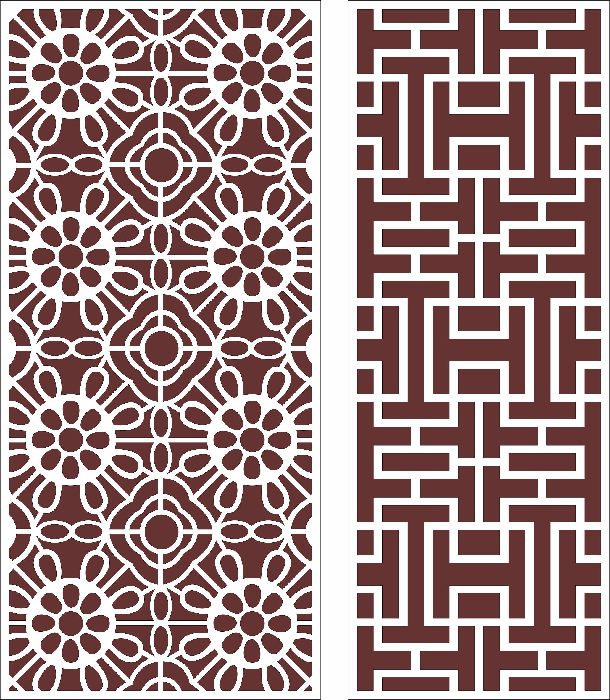 Bulkhead Design Cabbage And Tiles Shaped For Laser Cut Free Vector File
