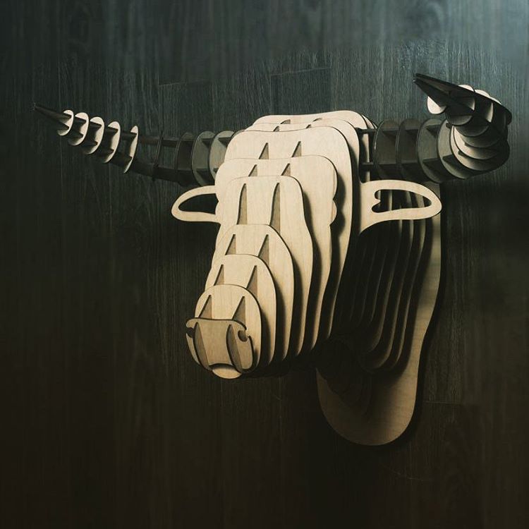 Bull Head 3d Puzzle Wall Decor Free DXF File