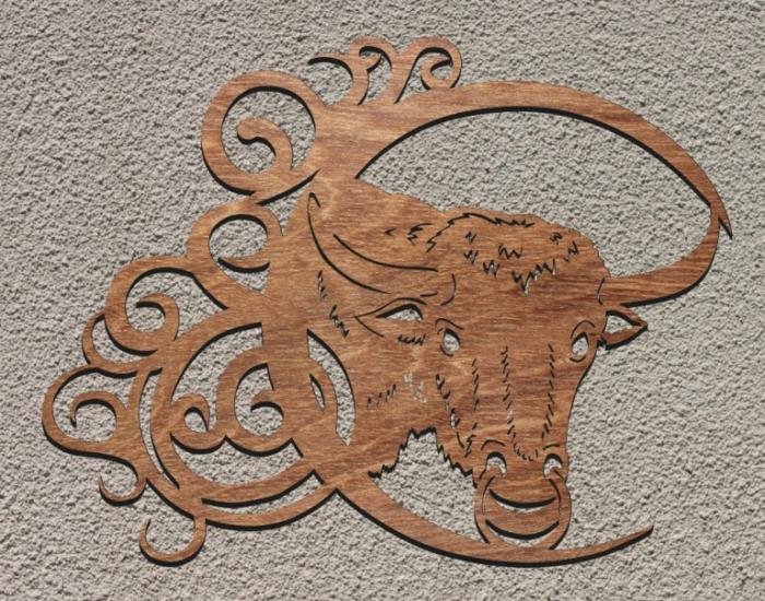 Bull Pattern Drawing For Laser Cut Free DXF File