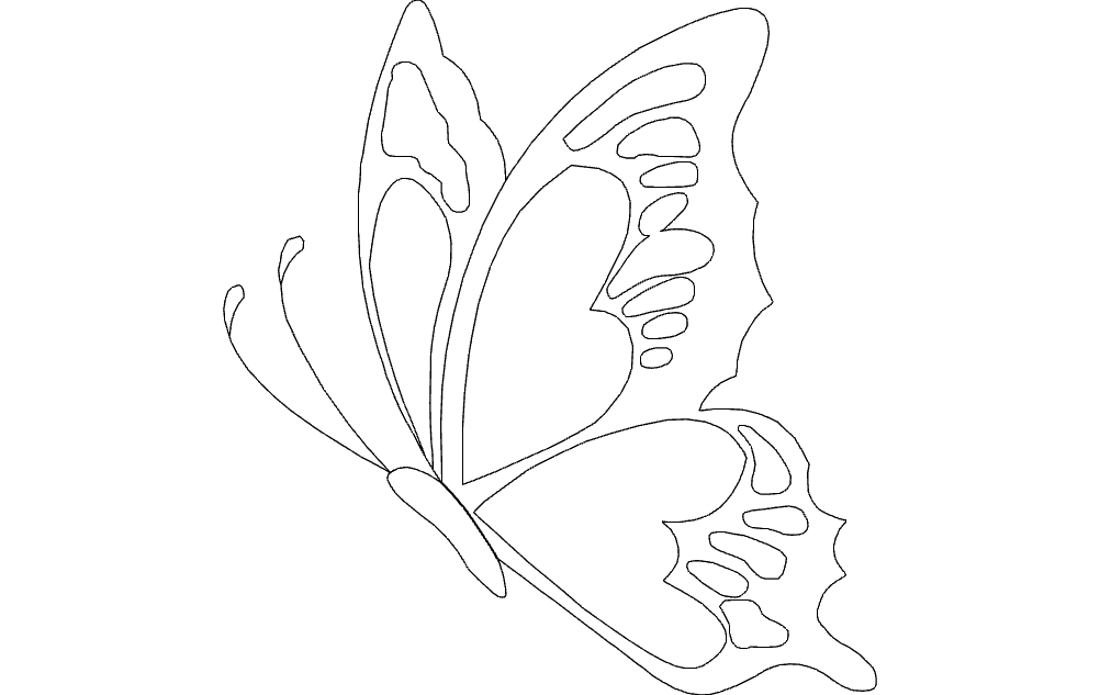 Butterfly Sketch Sticker Free DXF File