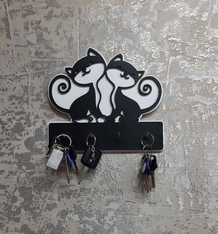 Cute Cats Key Holder For Laser Cutting Free Vector File