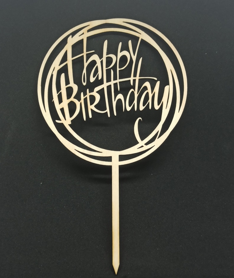 Decor Happy Birthday Cake Topper For Laser Cut Free Vector File