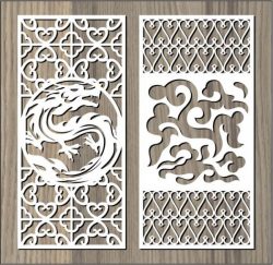 Dragon And Cloud Pattern For Laser Cut Cnc Free Vector File