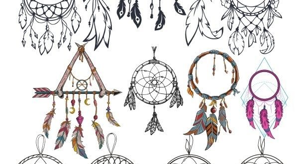 Dream Catcher Set Corel Draw Engraving Free Vector File