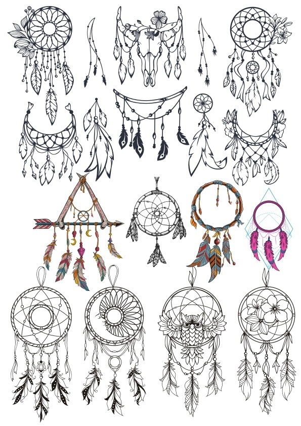 Dream Catcher Set Free Vector File