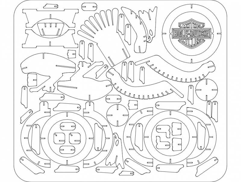 Eagle Harley 3d Puzzle Free DXF File