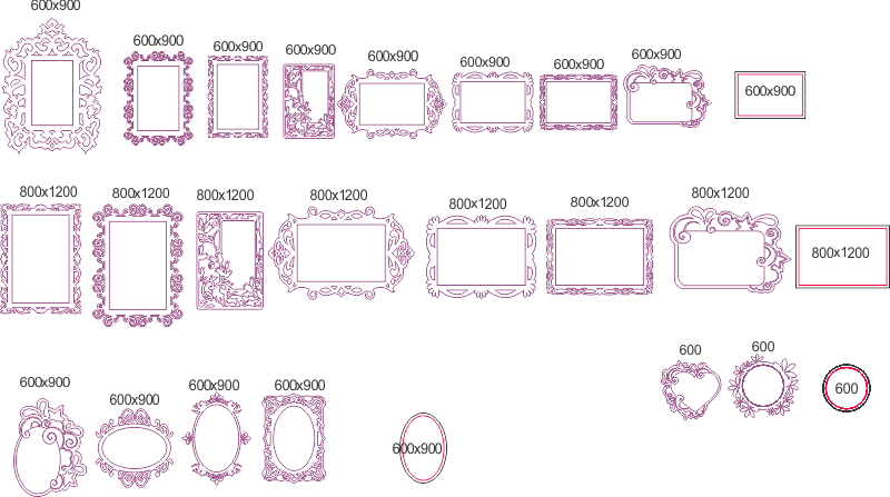 Elegant Mirror Frame Set Free DXF File