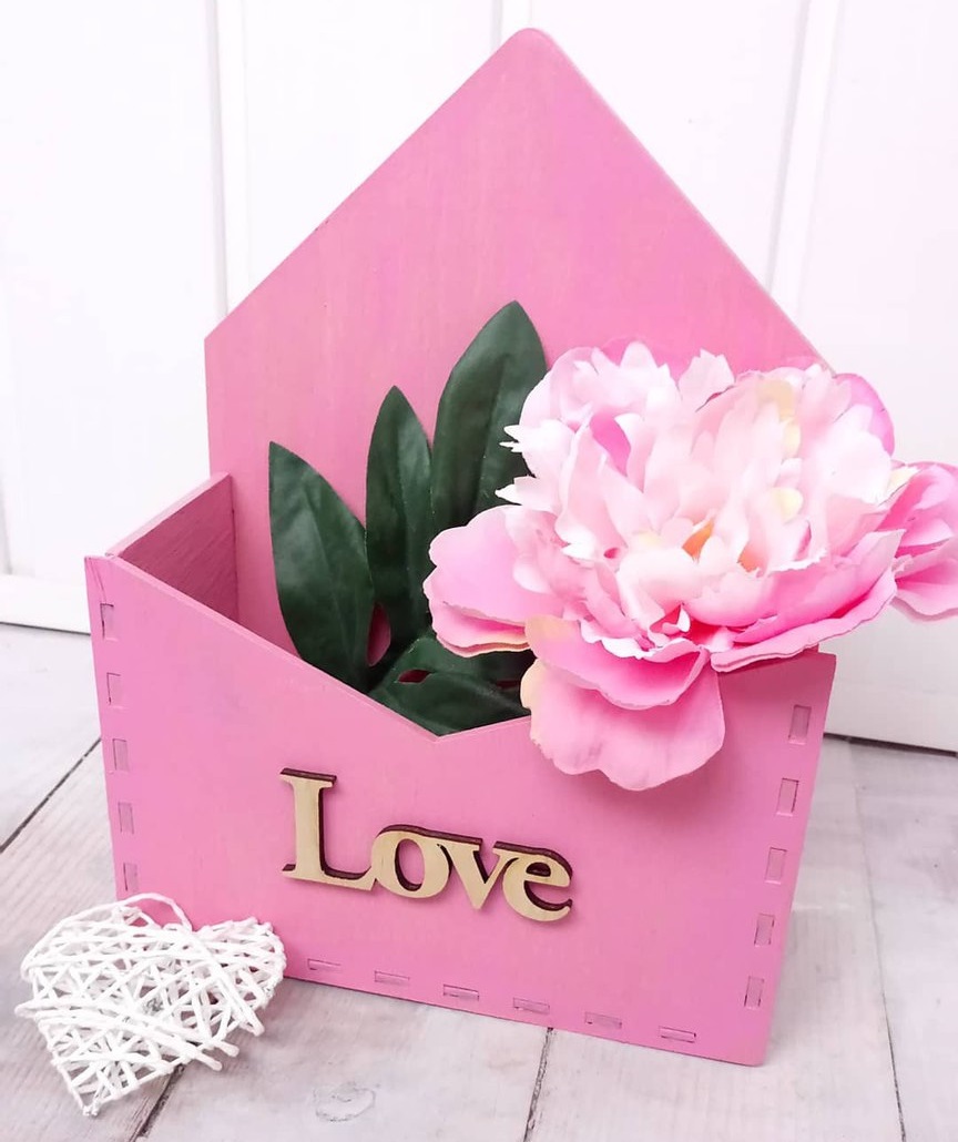 Envelope Flower Box For Laser Cut Free Vector File