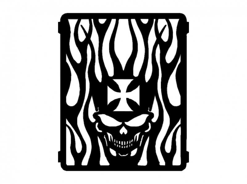 Flaming Skull Free DXF File