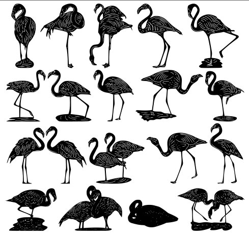 Flamingos Vectors Package Free DXF File