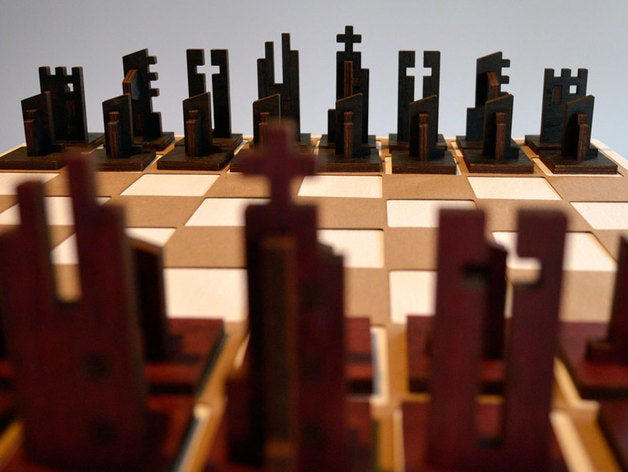 Flat Chess Set For Laser Cut Free DXF File