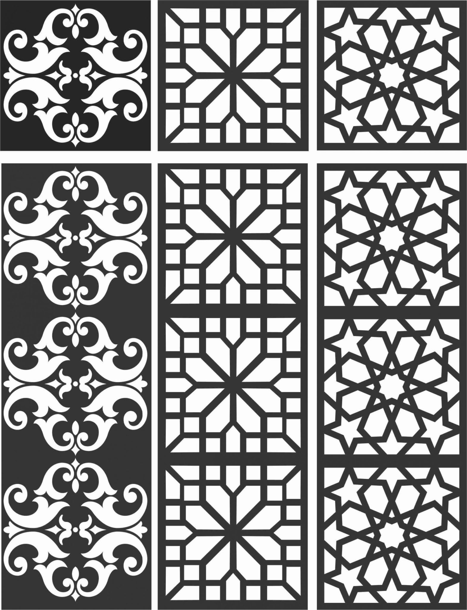 Floral Screen Patterns Design 105 Free DXF File