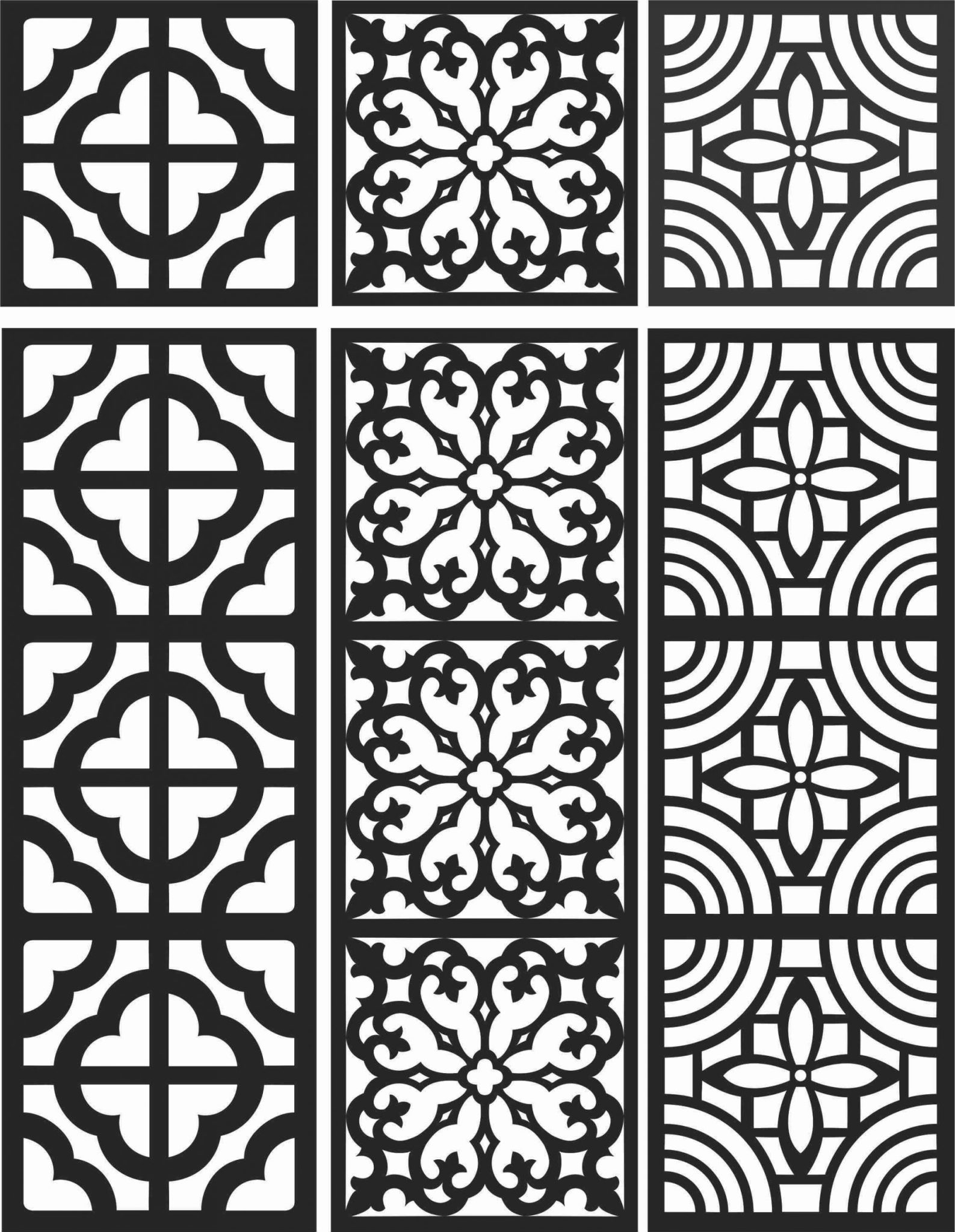 Floral Screen Patterns Design 108 Free DXF File