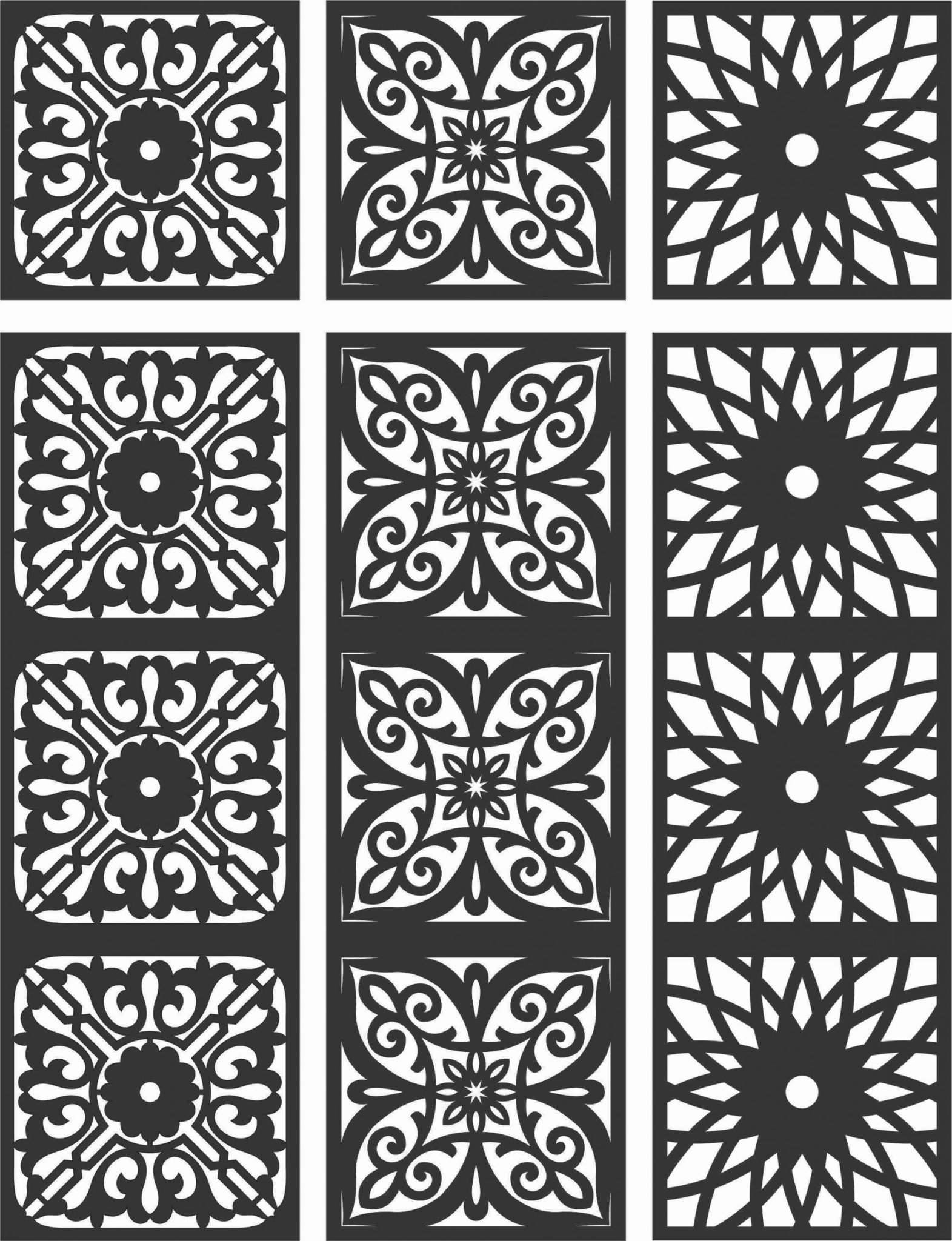 Floral Screen Patterns Design 112 Free DXF File