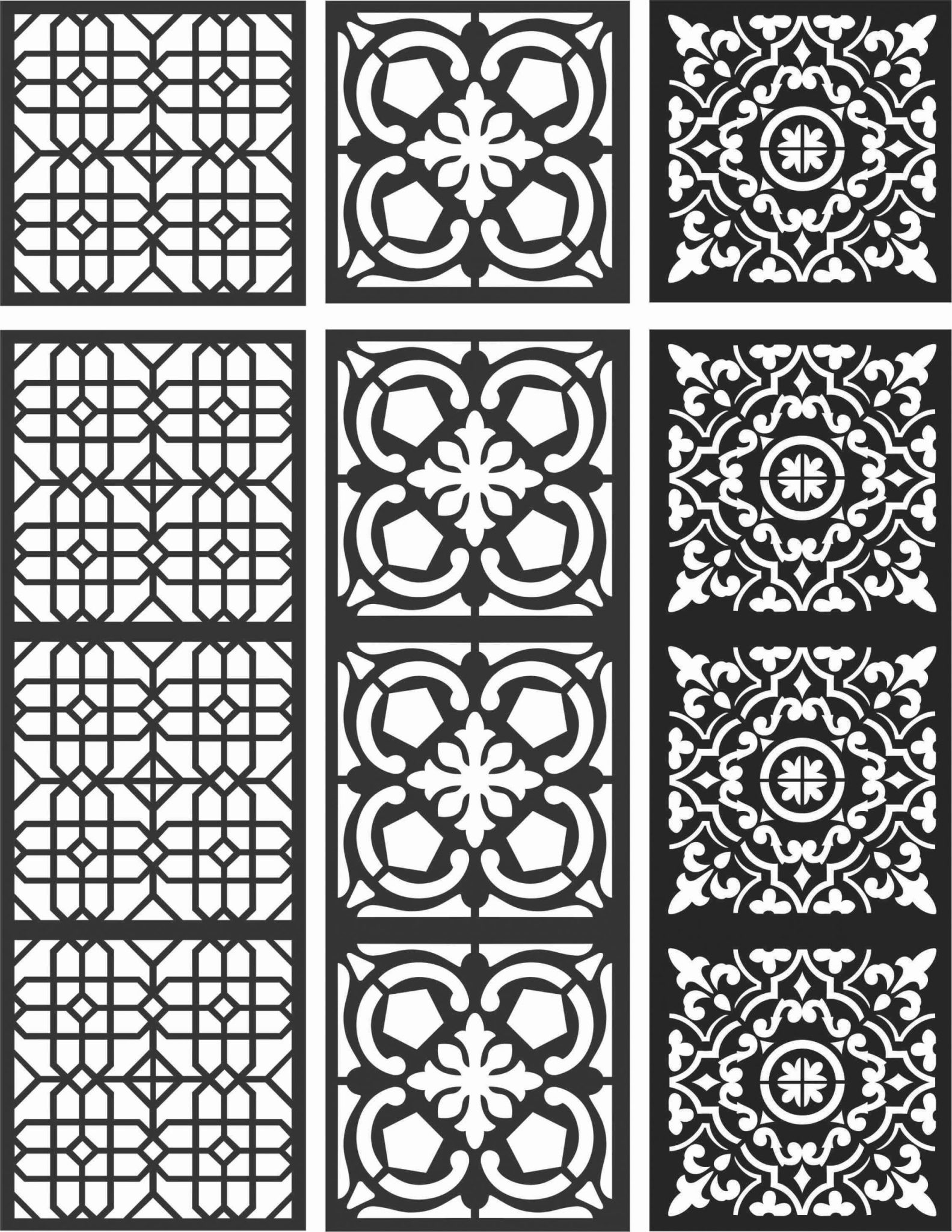 Floral Screen Patterns Design 113 Free DXF File