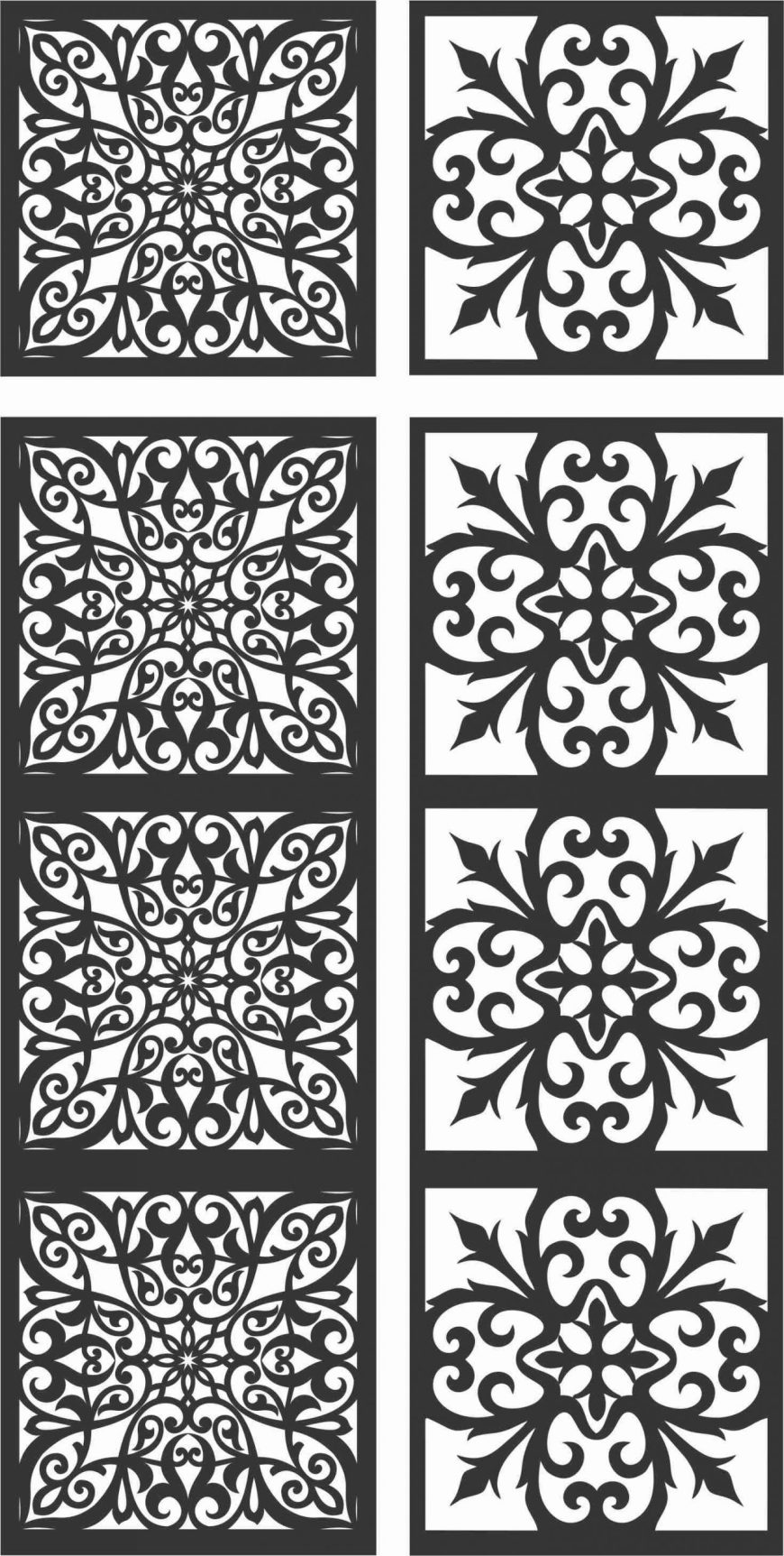 Floral Screen Patterns Design 119 Free DXF File