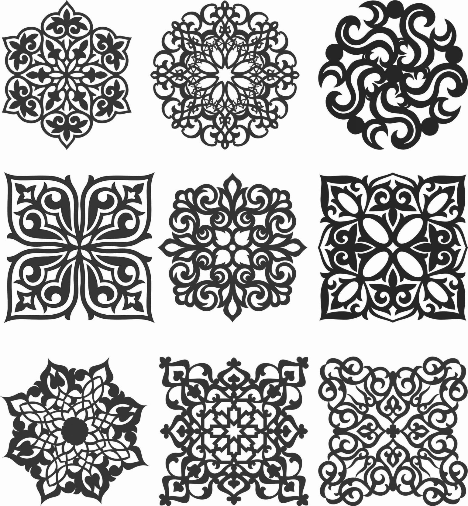 Floral Screen Patterns Design 147 Free DXF File