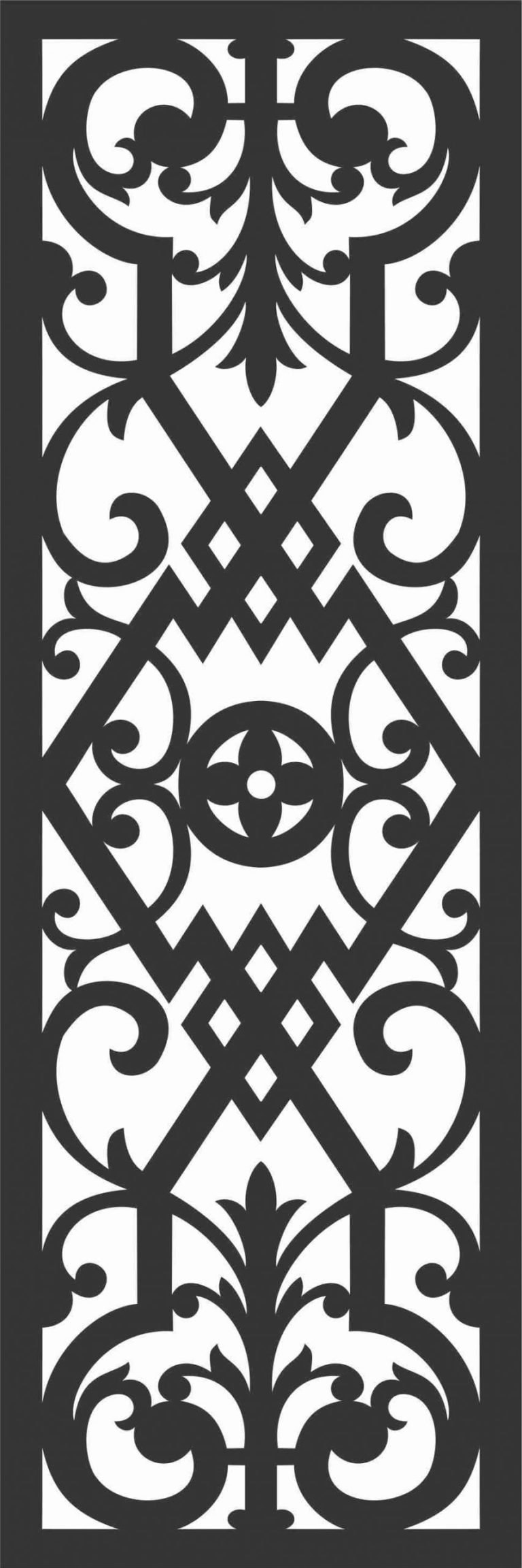 Floral Screen Patterns Design 92 Free DXF File
