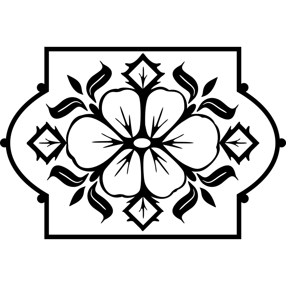 Flower Design In Frame Wall Sticker Free DXF File