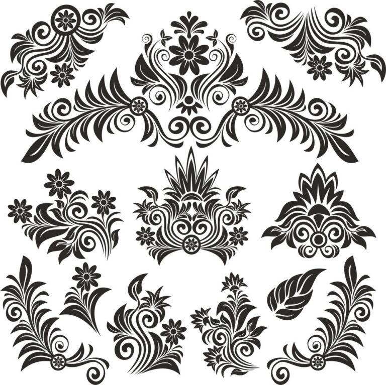 Flower Vintage Set Layout For Laser Cut Free Vector File