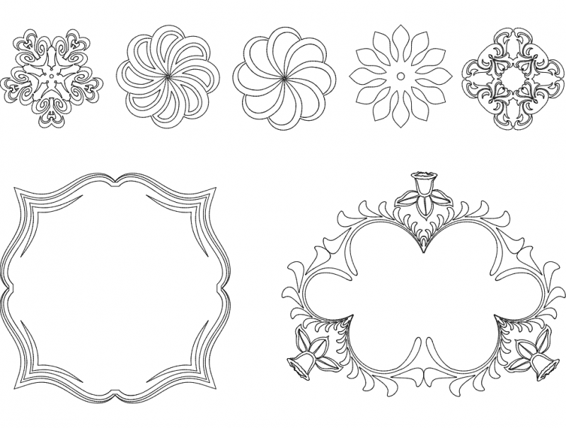 Frame And Flowers Free DXF File