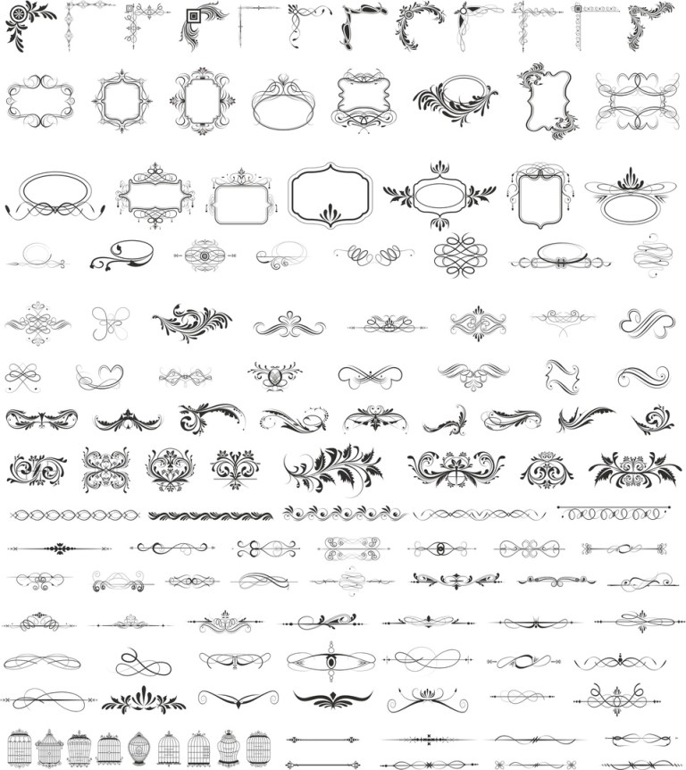 Frames Swirl Set Free Vector File