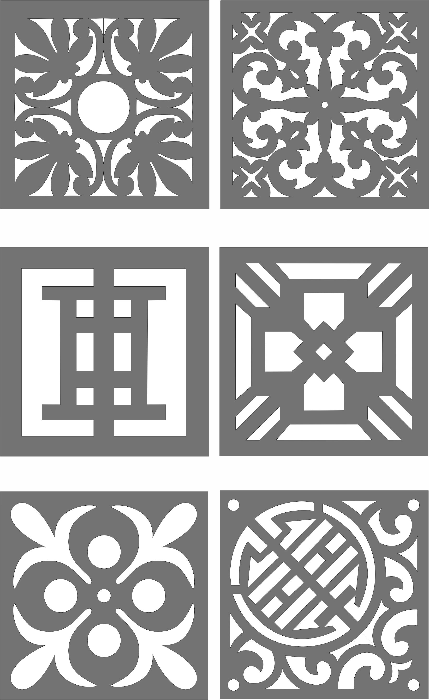 Grill Room Divider Patterns Set For Laser Cut Free Vector File