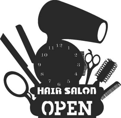 Hair Salon Wall Clock Free DXF File