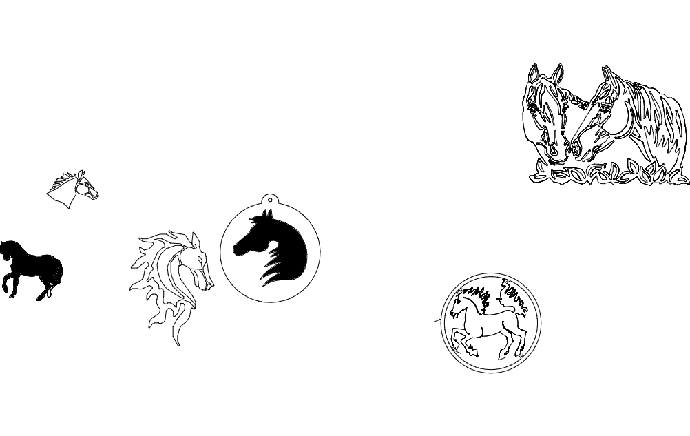 Horses Heads Multiple Free DXF File