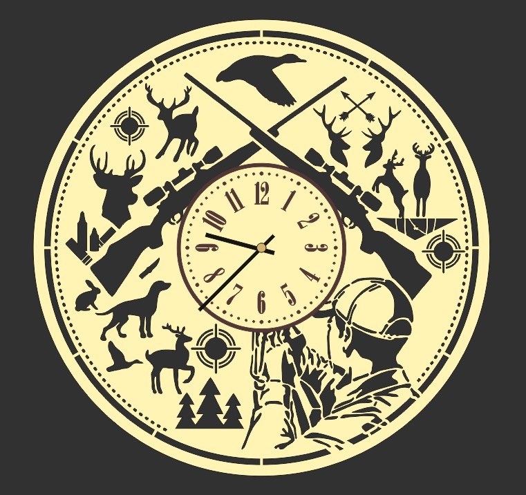 Hunter Wall Clock Diameter 40 Cm Free Vector File