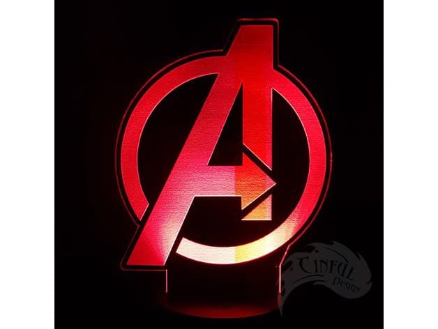 Laser Cut Avengers Logo Led Lamp Plate Free DXF File