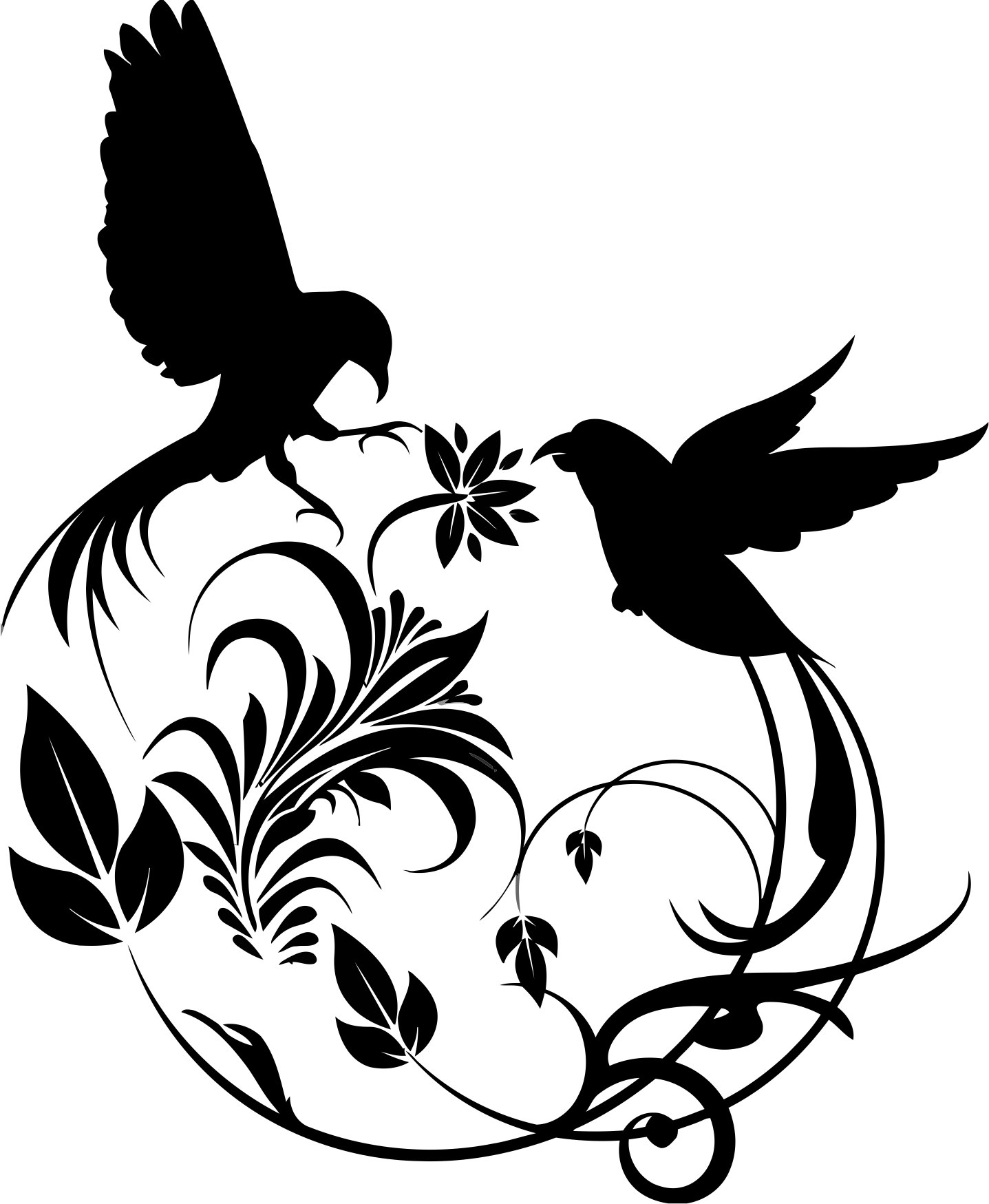Laser Cut Bird Swirl Art Free Vector File