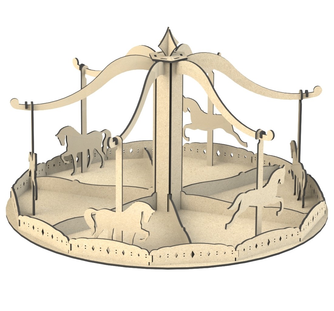 Laser Cut Carousel Horse Toy Free Vector File