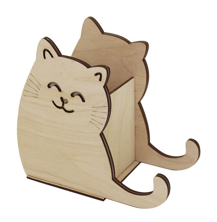 Laser Cut Cat Pencil Holder 3mm Free Vector File