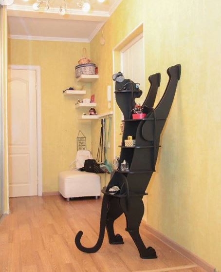 Laser Cut Cat Standing Shelf 10mm Free DXF File