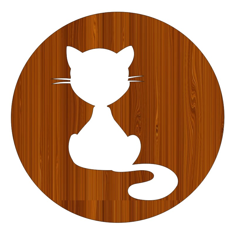 Laser Cut Cat Wood Round Keychain Tag Free Vector File